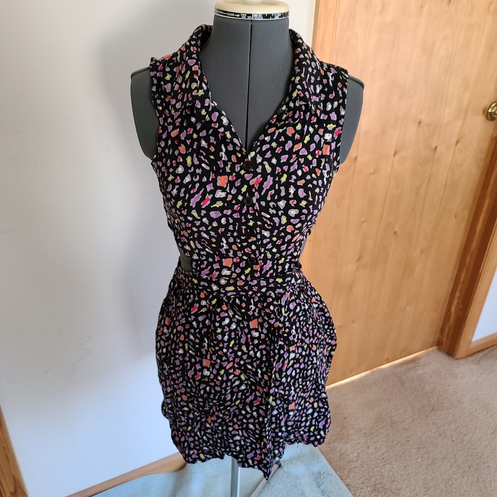 Mini Dress Cut-Out Sundress Colorful Leopard